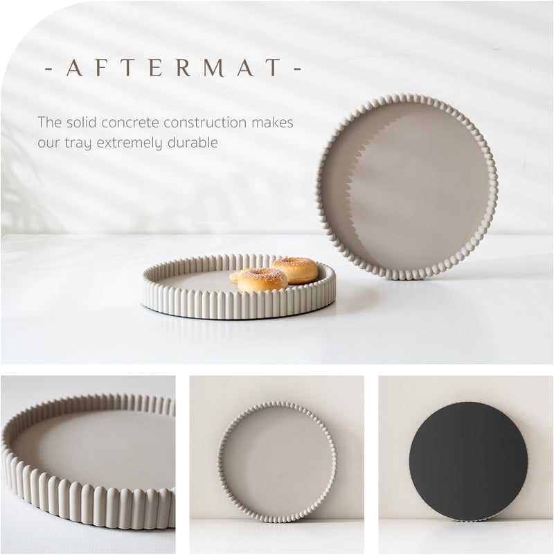 Aftermat Coffee Table Tray, Home Decor Round Tray, Concrete Gray Coffee Table Decor Trays, Serving Decorative Trays for Dining Table - Image 4